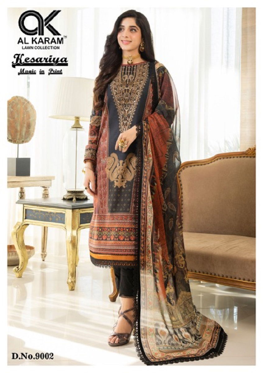 Al Karam Kesariya Vol 9 Cambric Cotton Dress Material
